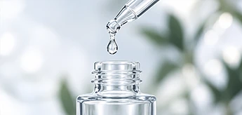Cosmetic serum and a glass dropper — science, people, beauty, progress